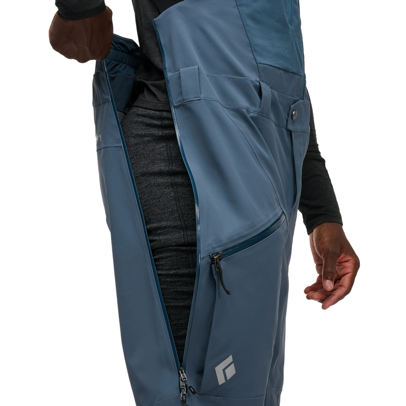 Men's Recon Stretch Bibs, Black Diamond Men's Recon Stretch Bibs side zipper