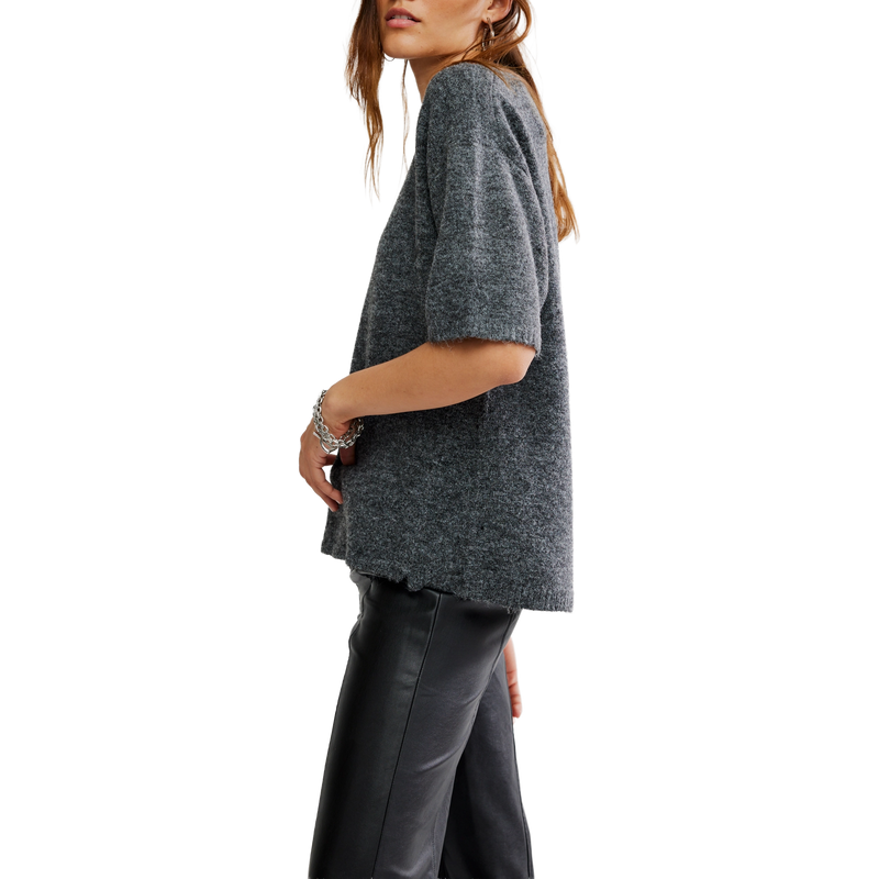Women's Margo Sweater Tee, Free People Women's Margo Sweater Tee in 0052-Charcoal Heather left