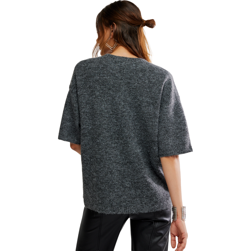 Women's Margo Sweater Tee, Free People Women's Margo Sweater Tee in 0052-Charcoal Heather back