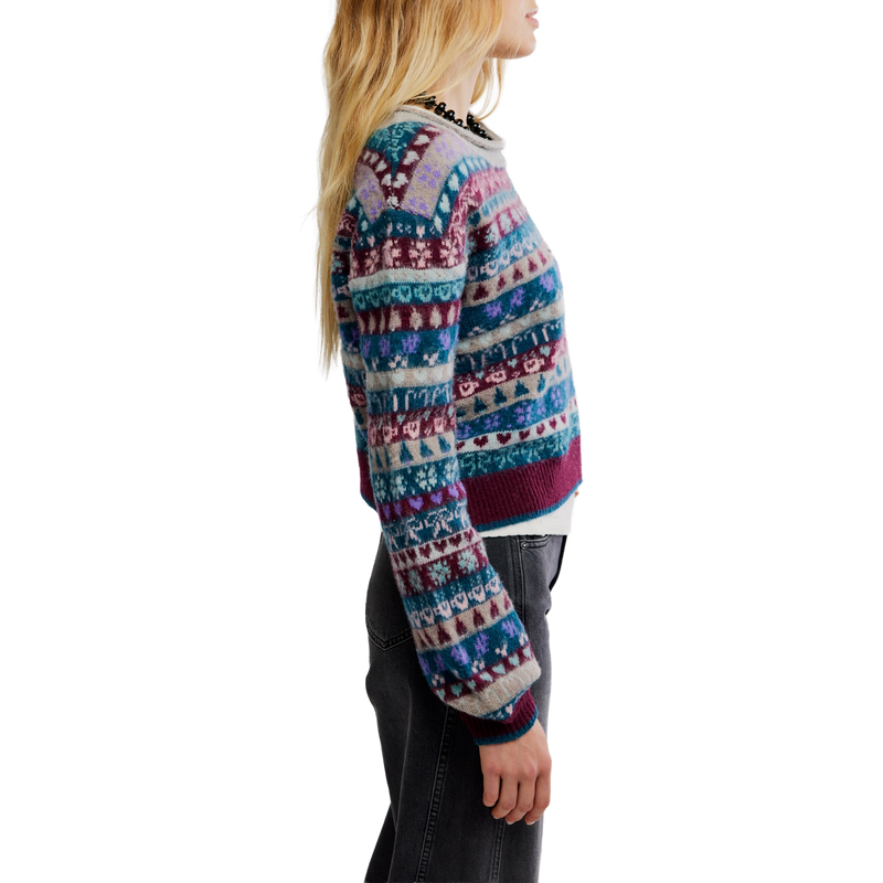 Women's Favorite Things Sweater, Free People Women's Favorite Things Sweater in 4010-Frosted Wine Combo right