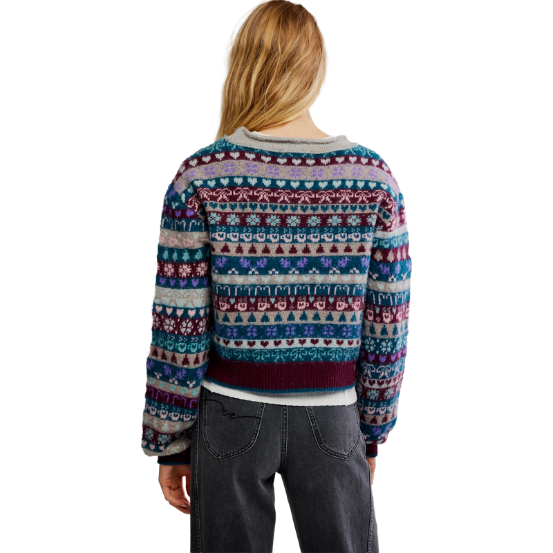 Women's Favorite Things Sweater, Free People Women's Favorite Things Sweater in 4010-Frosted Wine Combo back