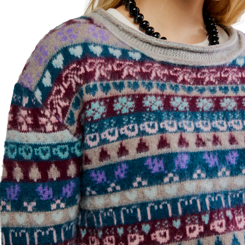 Women's Favorite Things Sweater, Free People Women's Favorite Things Sweater in 4010-Frosted Wine Combo front