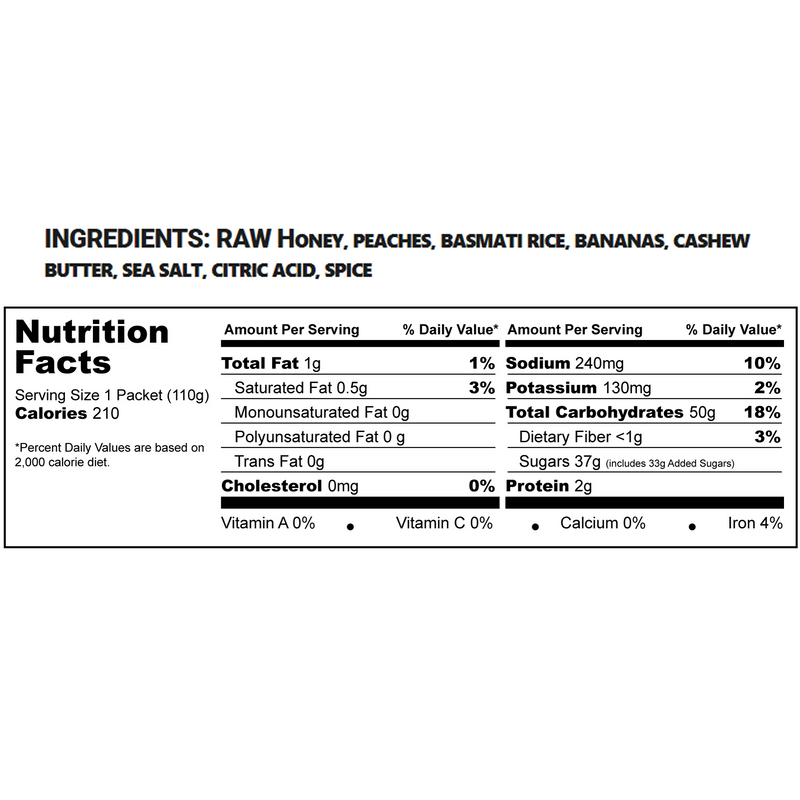 Peach Cobbler Gel XL, Spring Nutrition Peach Cobbler Gel XL nutrition facts