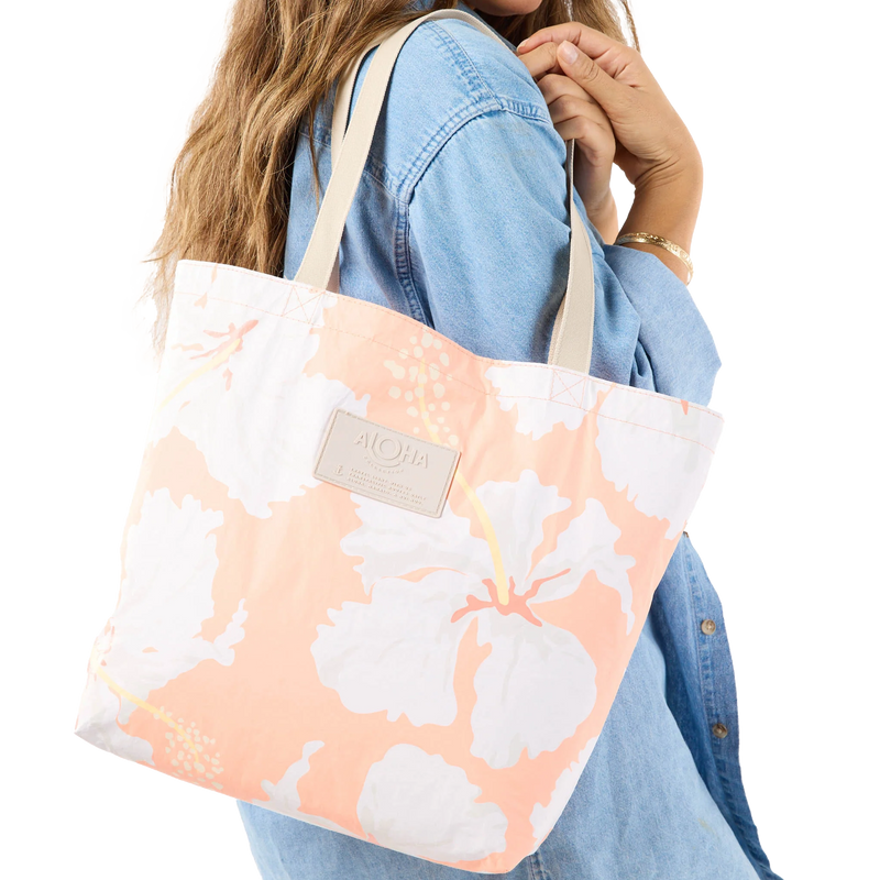 Tahaa Reversible Tote, Aloha Collection Tahaa Reversible Tote on Shoulder