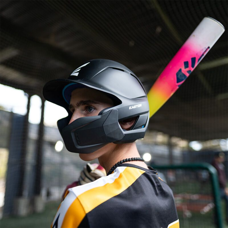 Z50 Matte Helmet with Jaw Guard, Easton Sports Z50 Matte Helmet with Jaw Guard in Black on model