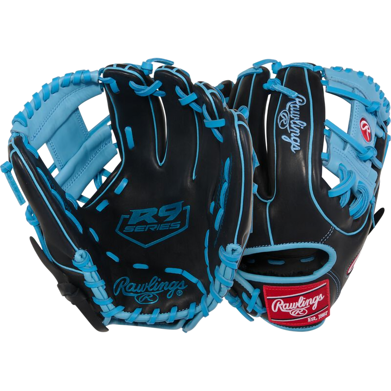 R9 11.5" Pro I-Web, Rawlings R9 11.5" Pro I-Web in Black/Columbia Blue front and back