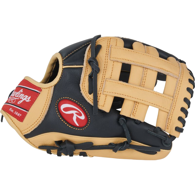 Youth Select Pro Lite Tatis Jr 11" Pro H-Web, Rawlings Youth Select Pro Lite Tatis Jr 11" Pro H-Web in Black/Camel side view thumb