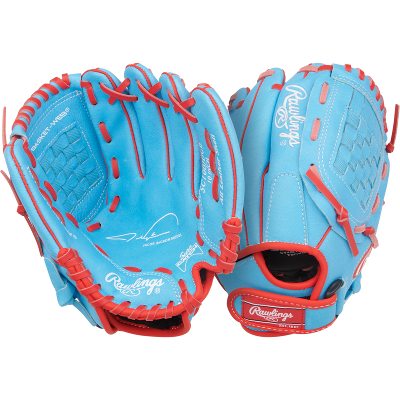 Youth Sure Catch deGrom - 10" Basket Web, Rawlings Youth Sure Catch deGrom - 10" Basket Web Front and Back