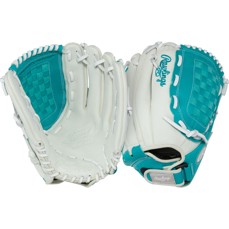 Shut Out Fastpitch - 12.5" Basket Web First Base Glove LHT, Rawlings Shut Out Fastpitch - 12.5" Basket Web First Base Glove LHT Front and Back