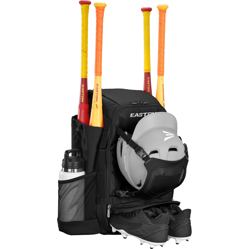 Walk-Off Ethos Backpack, Easton Sports Walk-Off Ethos Backpack in Black with bats and helmet