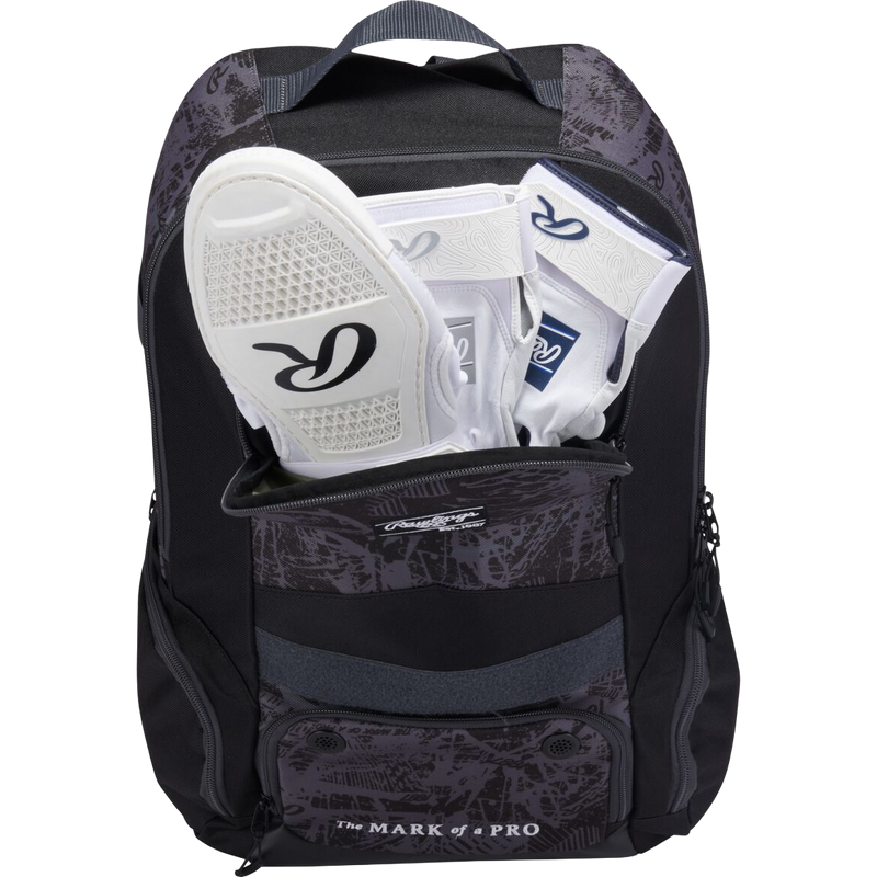 Gamer Series Backpack, Rawlings Gamer Series Backpack in Black front unzipped