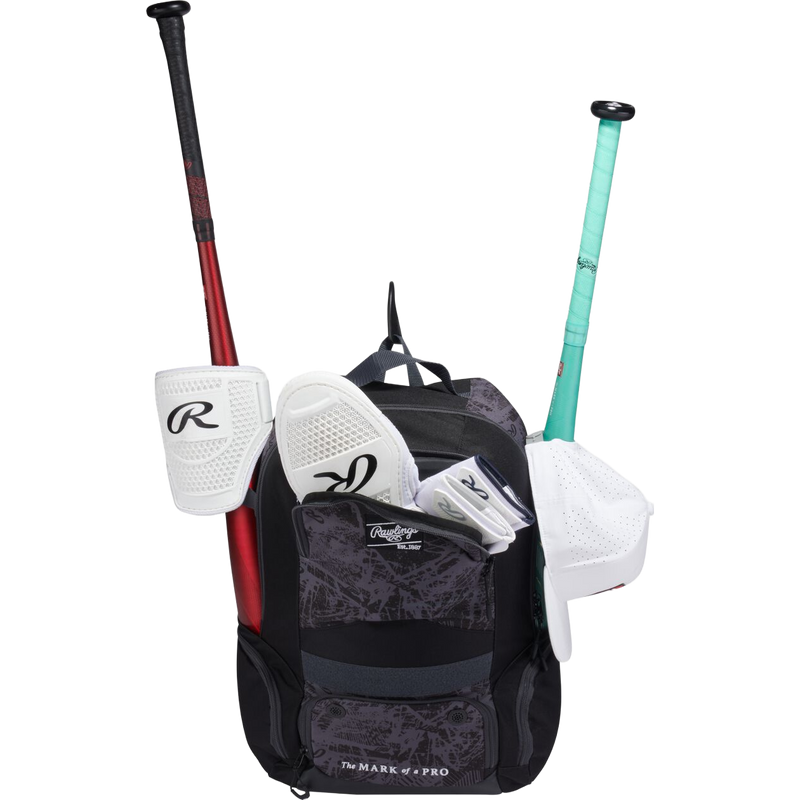 Gamer Series Backpack, Rawlings Gamer Series Backpack in Black with gear