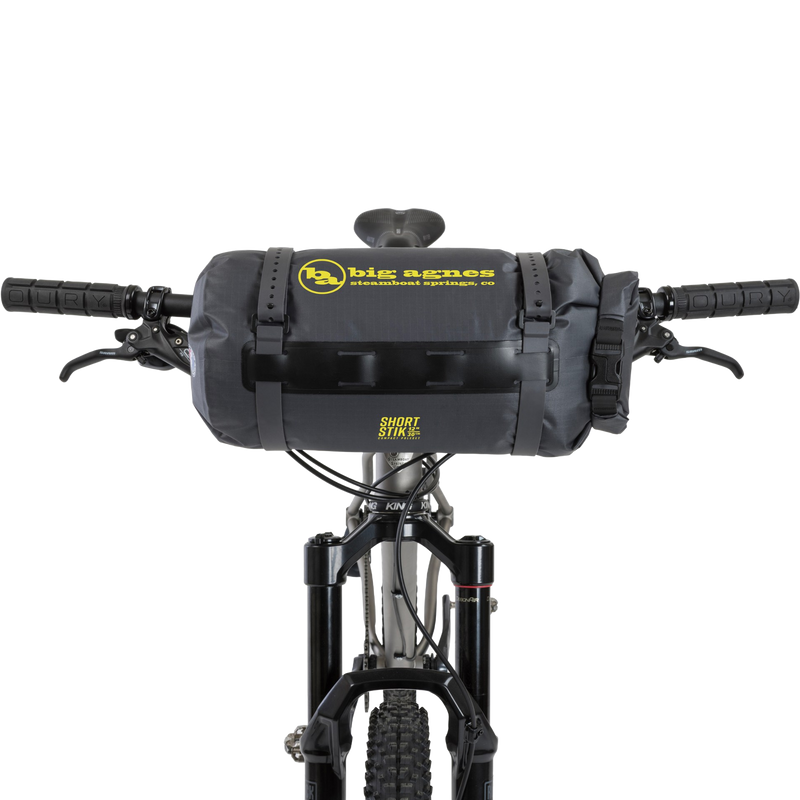 Tiger Wall UL2 Bikepack, Big Agnes Tiger Wall UL2 Bikepack in Asphalt/Evening Primrose on bike handle bars