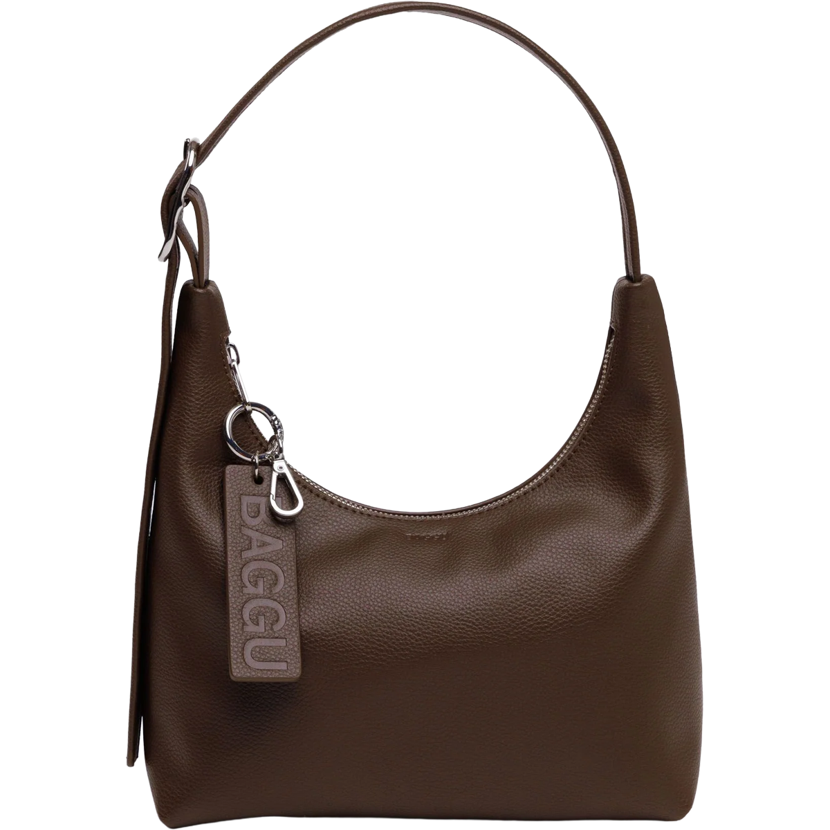 BAGGU Mini Recycled Leather Shoulder Bag | Brown