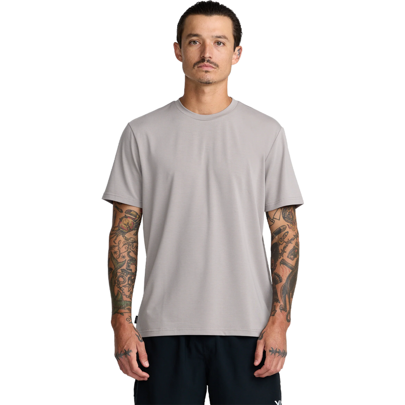 Men's Balance Tee II, Men's RVCA Balance Tee II in Brown Stone front view on model