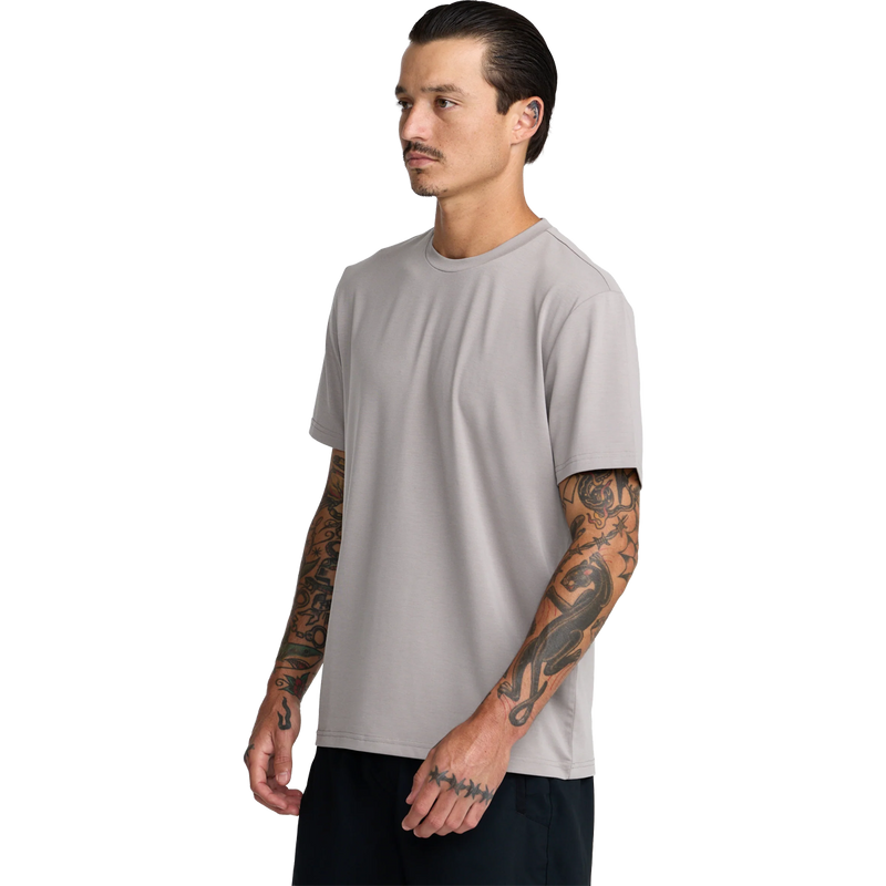 Men's Balance Tee II, Men's RVCA Balance Tee II in Brown Stone angled view on model