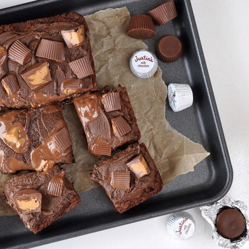 Mini Chocolate Peanut Butter Cups, Justin's Mini Chocolate Peanut Butter Cups with brownies