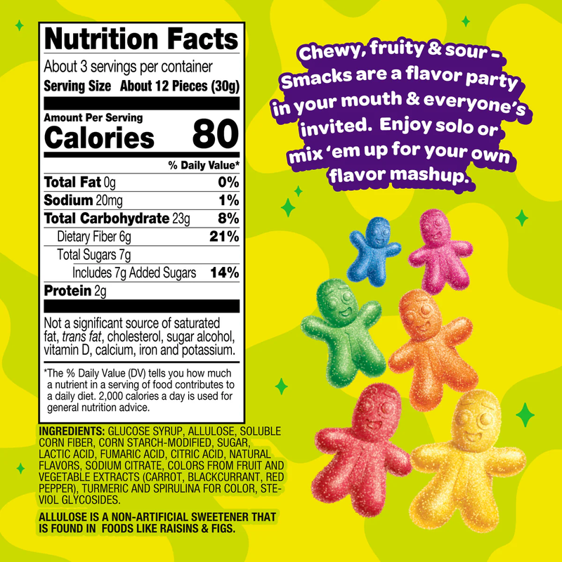 Sour Smacks, Joyride Sour Smacks Nutrition Facts