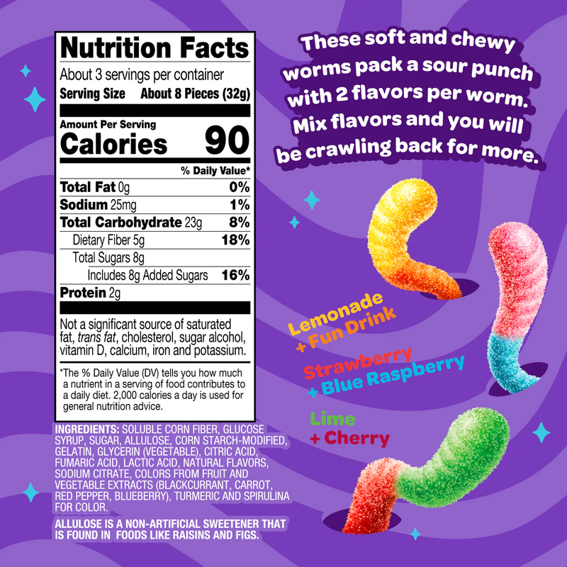 Sour Worms, Joyride Sour Worms Nutrition Facts