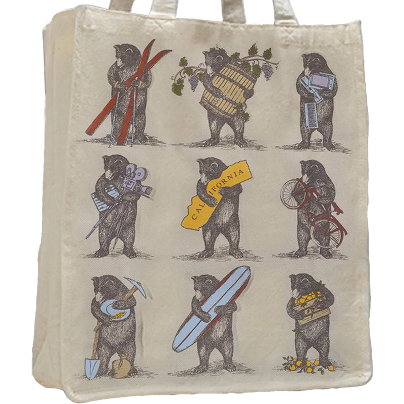Cotton Canvas Ca 9-Bear Tote, SF Mercantile Cotton Canvas Ca 9-Bear Tote Bear Graphics