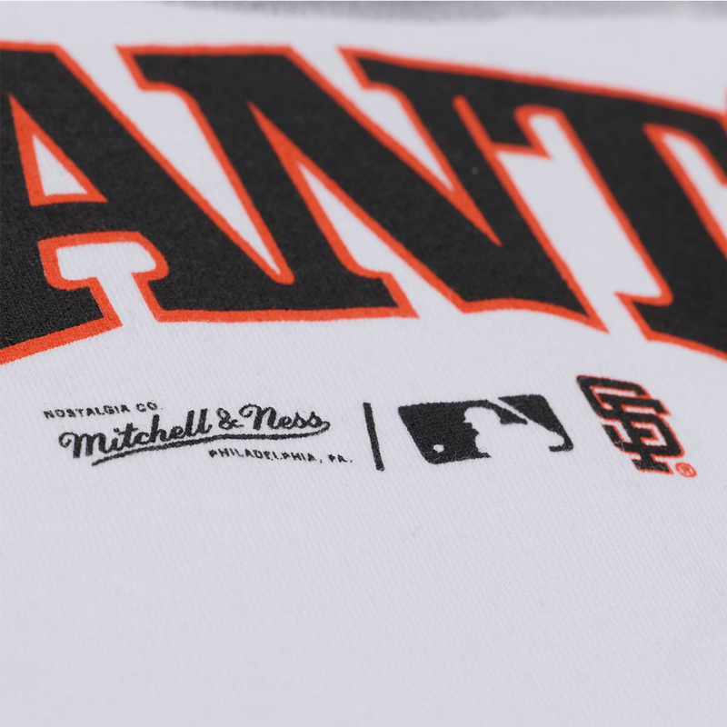 Men's Giants Cutter Classic Tee, Mitchell and Ness Men's Giants Cutter Classic Tee in White print detail
