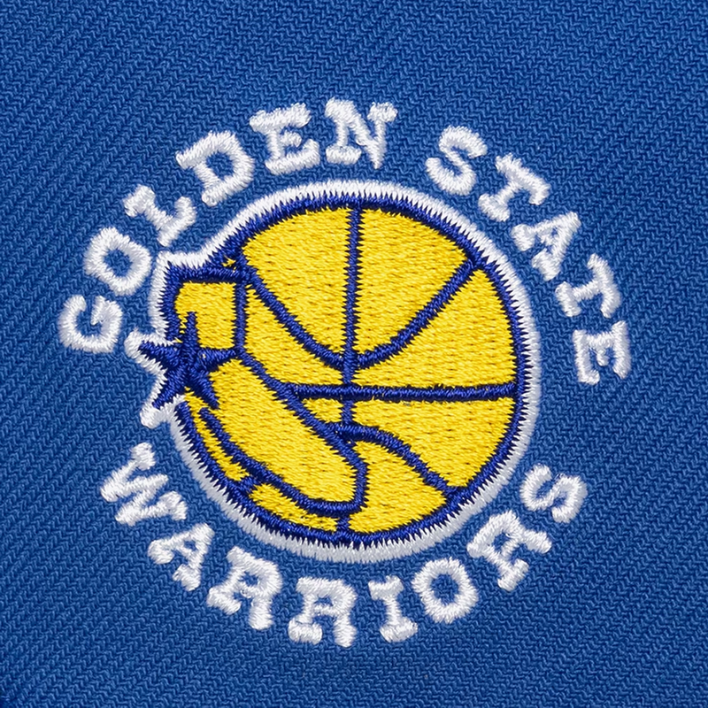 Warriors Head Coach Snapback Hardwood Classics, Mitchell and Ness Warriors Head Coach Snapback Hardwood Classics in Blue embroidered detail