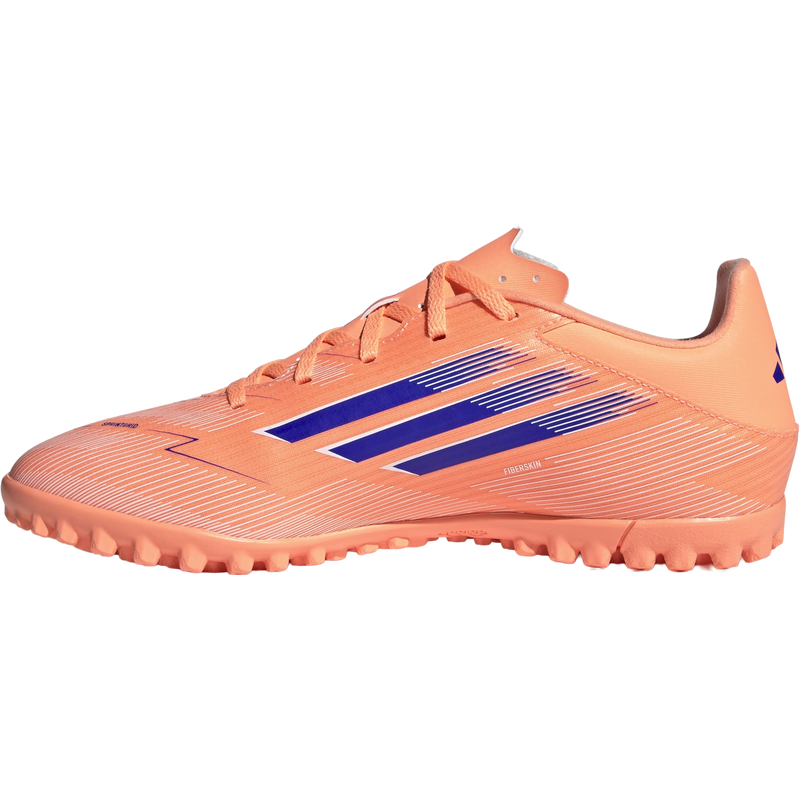 F50 Club TF, Adidas F50 Club TF in Beam Orange/Lucid Blue/White inside right shoe profile