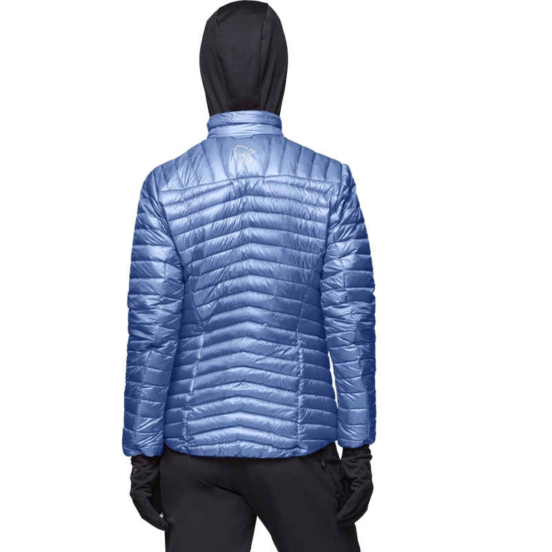 Women's Trollveggen 800 Super Light Jacket, Norrona Women's Trollveggen 800 Super Light Jacket back on model