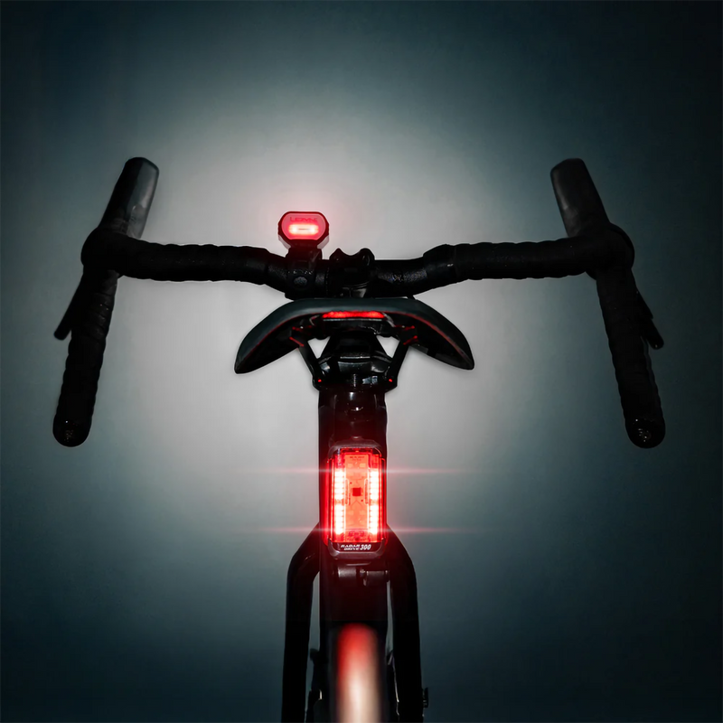 Radar React System Matte Black, Lezyne Radar React System Matte Black rear on bike