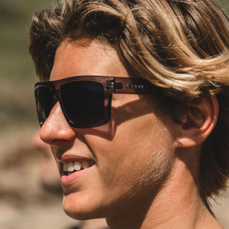 Volley Recycled, Carve Volley Recycled in Gloss Crystal Smoke + Gray Gradient Polarized on model