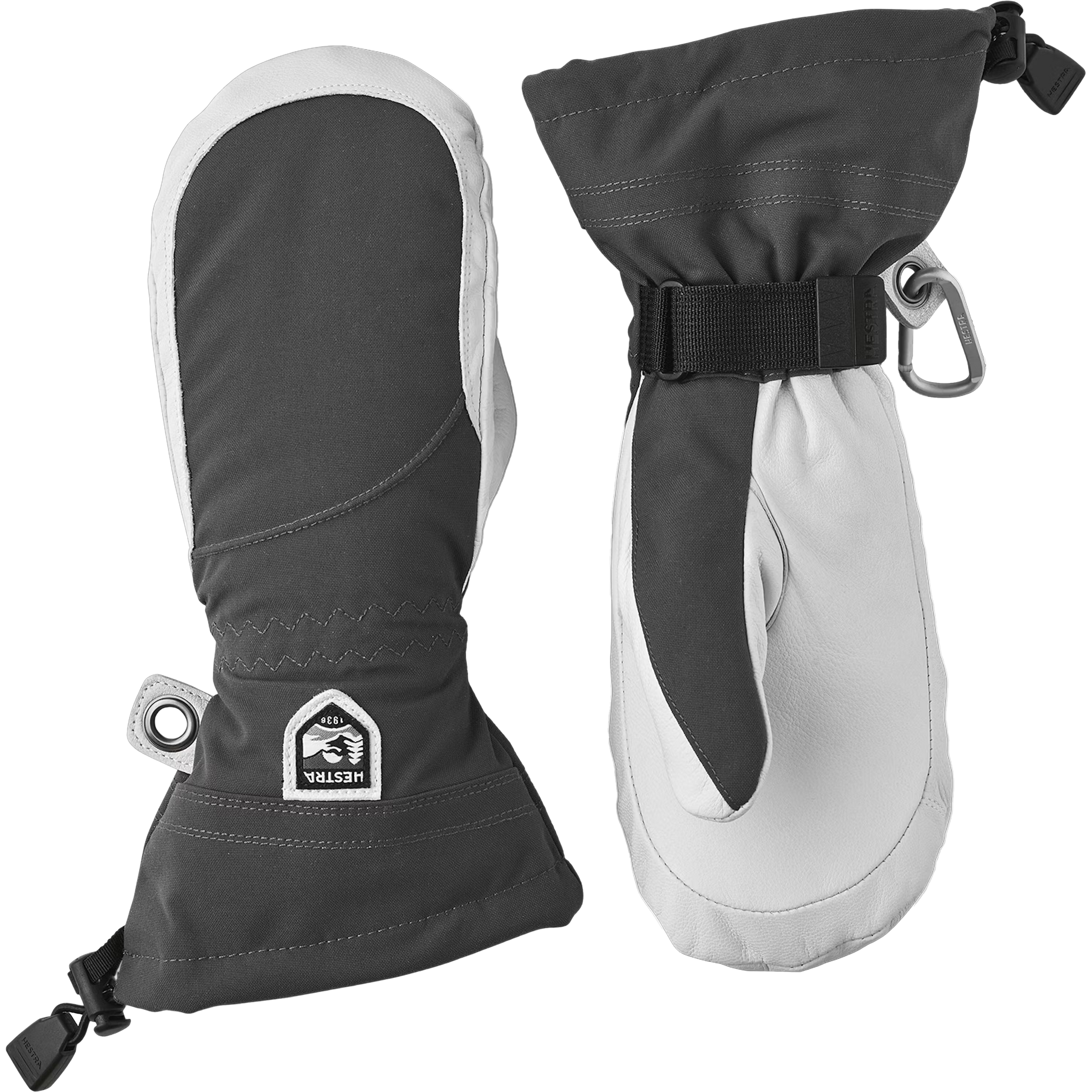 Hestra Women's Heli Ski Mitt in Grey/Off White