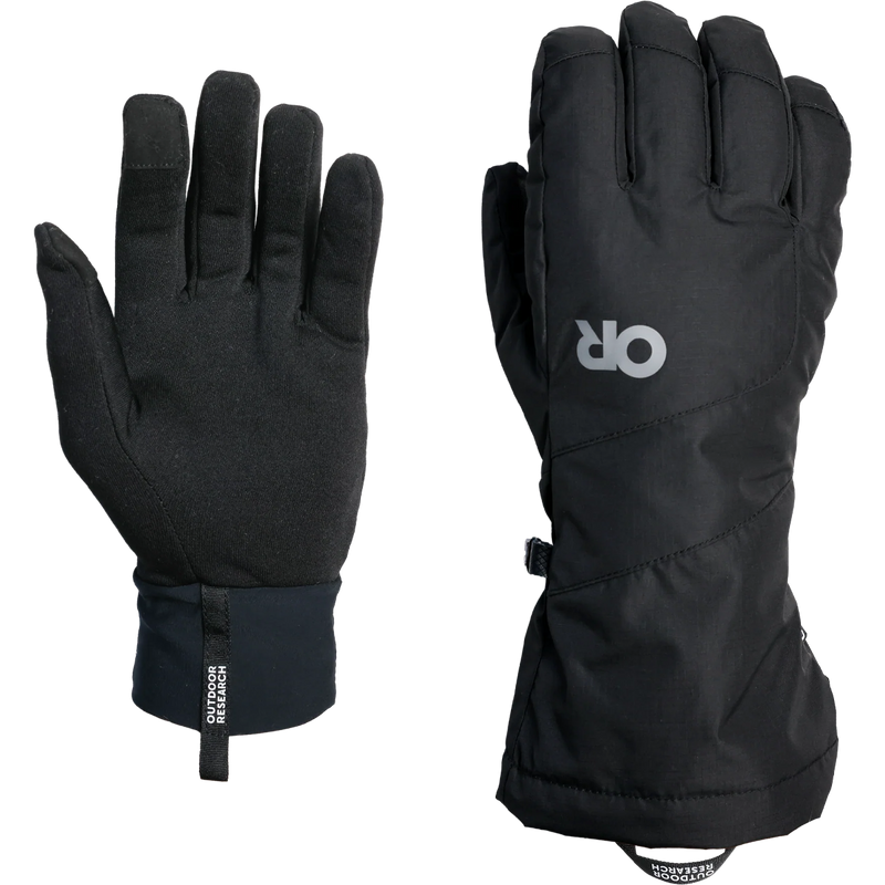 Oregon Research Men's Adrenaline 3-in-1 Gloves in Black with inside liner palm side up