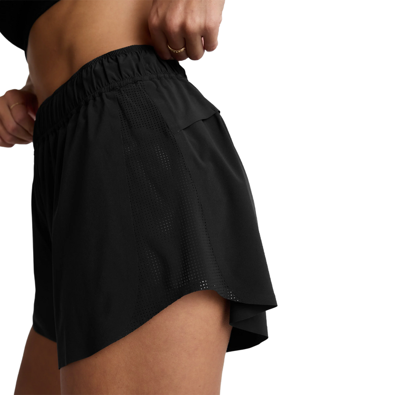 Women's Solemate Short, Women's Solemate Short in Black side view with mesh detail