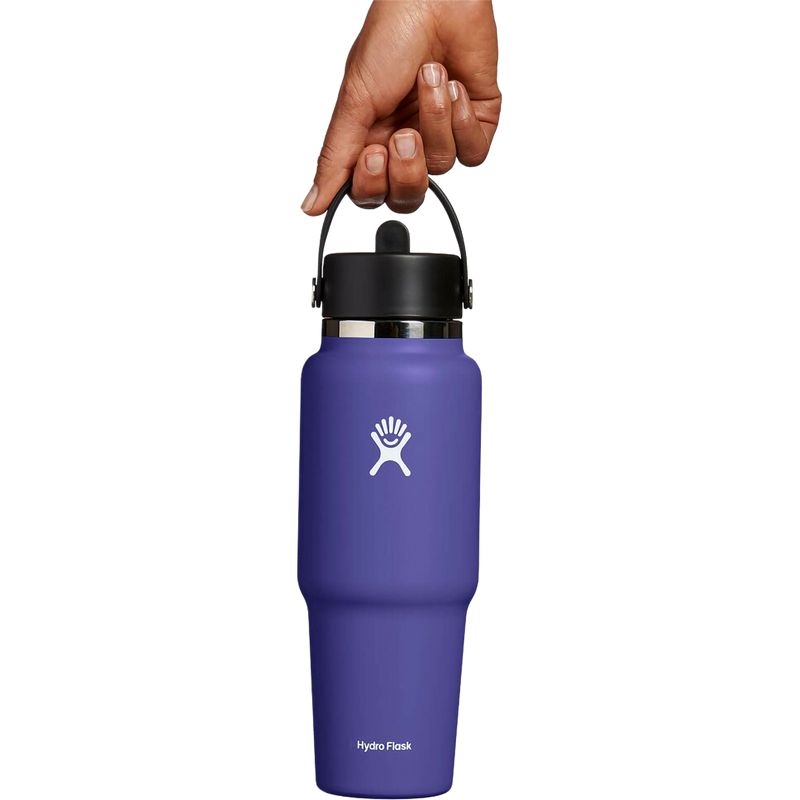 32 oz Wide Flex Straw Travel Bottle, Hydro Flask 32 oz Wide Flex Straw Travel Bottle in Phantom with model
