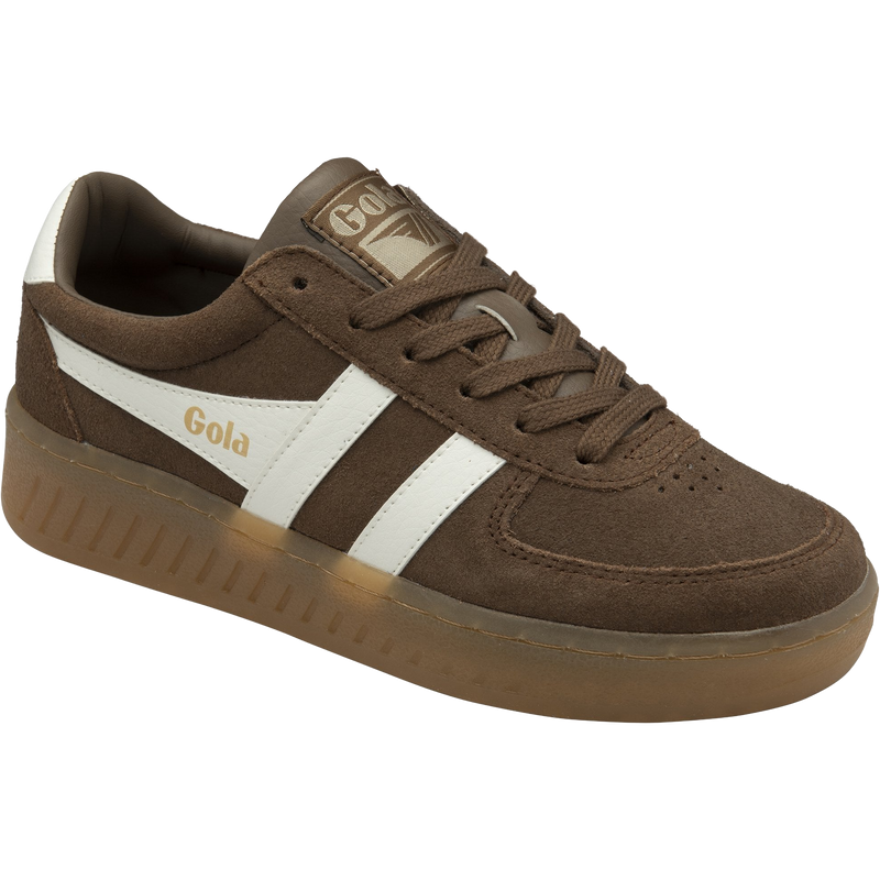 Women's Grandslam Suede, GOLA Classics Women's Grandslam Suede in Otter/Off White/Gum right front