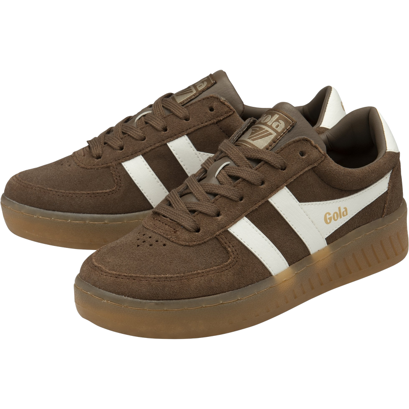 Women's Grandslam Suede, GOLA Classics Women's Grandslam Suede in Otter/Off White/Gum pair left