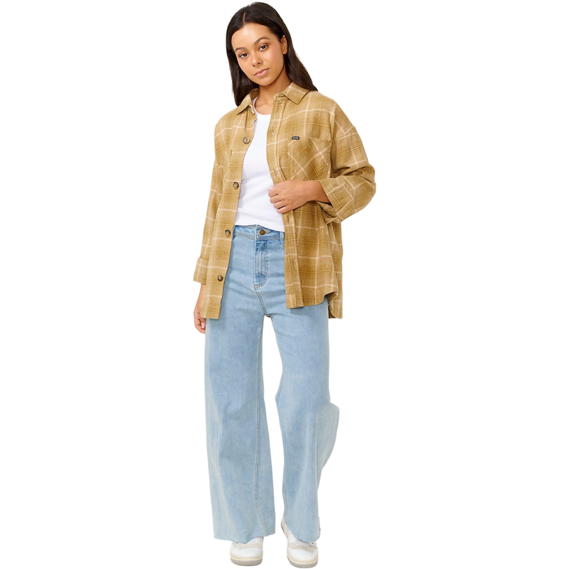 Women's Desert Dreams Flannel, Rip Curl Women's Desert Dreams Flannel in 3150 Bronze front full length
