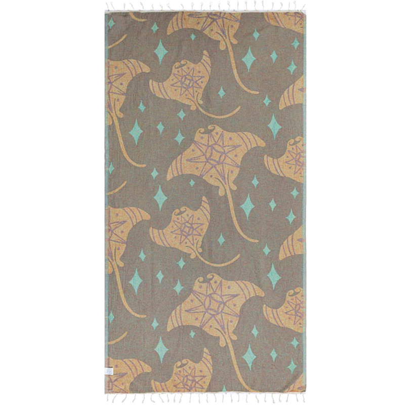 Sea Devils Beach Towel, Sand Cloud Sea Devils Beach Towel in Natural back