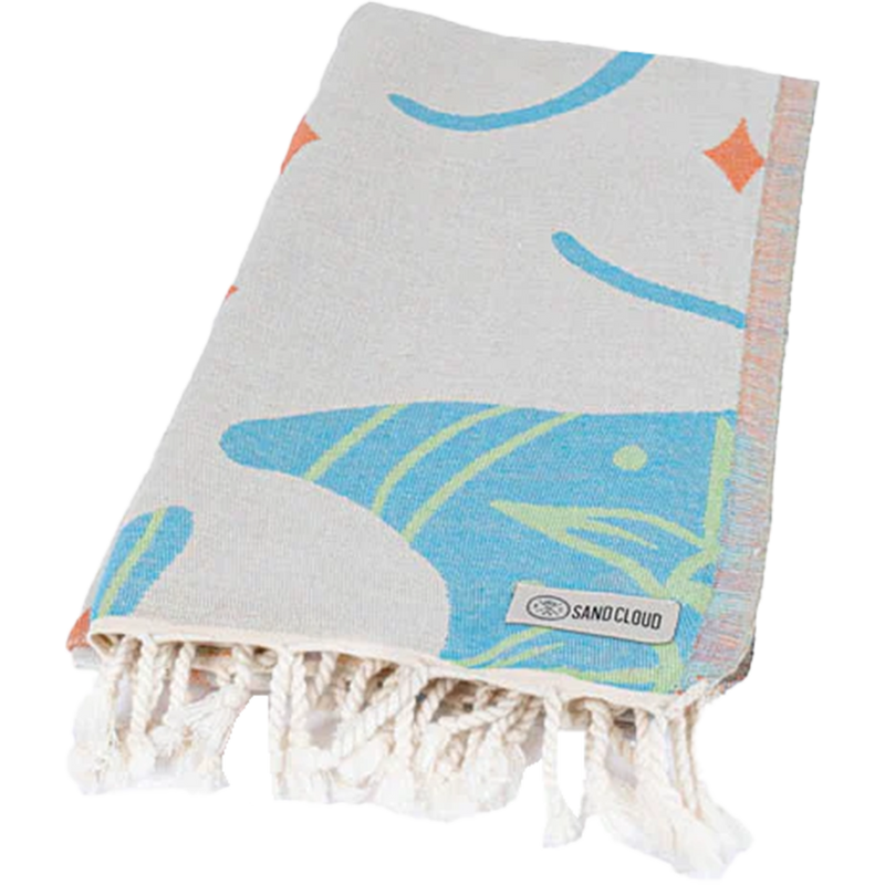 Sea Devils Beach Towel, Sand Cloud Sea Devils Beach Towel in Natural folded