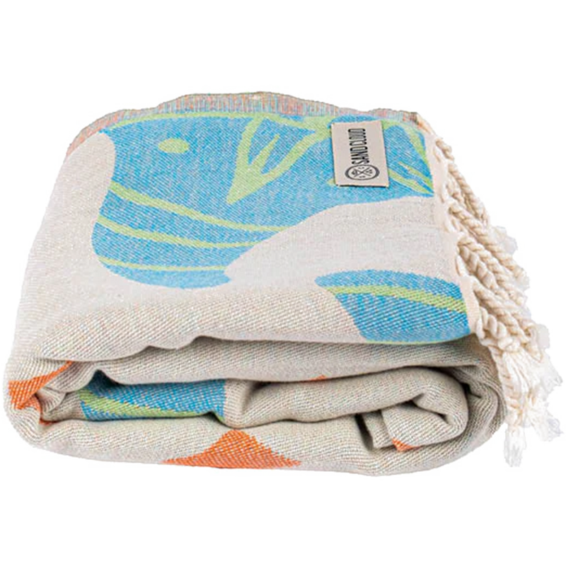 Sea Devils Beach Towel, Sand Cloud Sea Devils Beach Towel in Natural folded