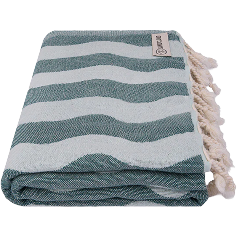 Rumble Waves Beach Towel, Sand Cloud Rumble Waves Beach Towel Regular in Teal folded