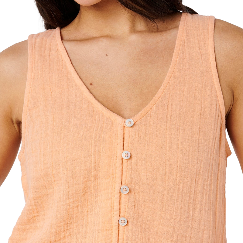 Women's Premium Surf Top, Rip Curl Women's Premium Surf Top in 0798 Papaya front buttons
