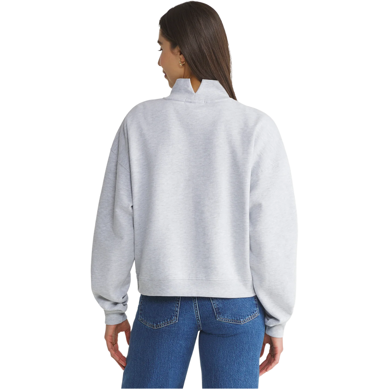 Women's 49ers Vantage Mock Neck Pullover, 47 Brand Women's 49ers Vantage Mock Neck Pullover in Relay Grey back view on model
