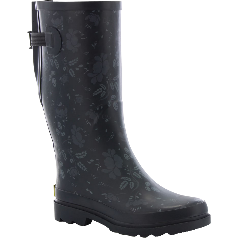 Women's Floral Adjustable Tall Rain Boot, Western Chief Women's Floral Adjustable Tall Rain Boot Front
