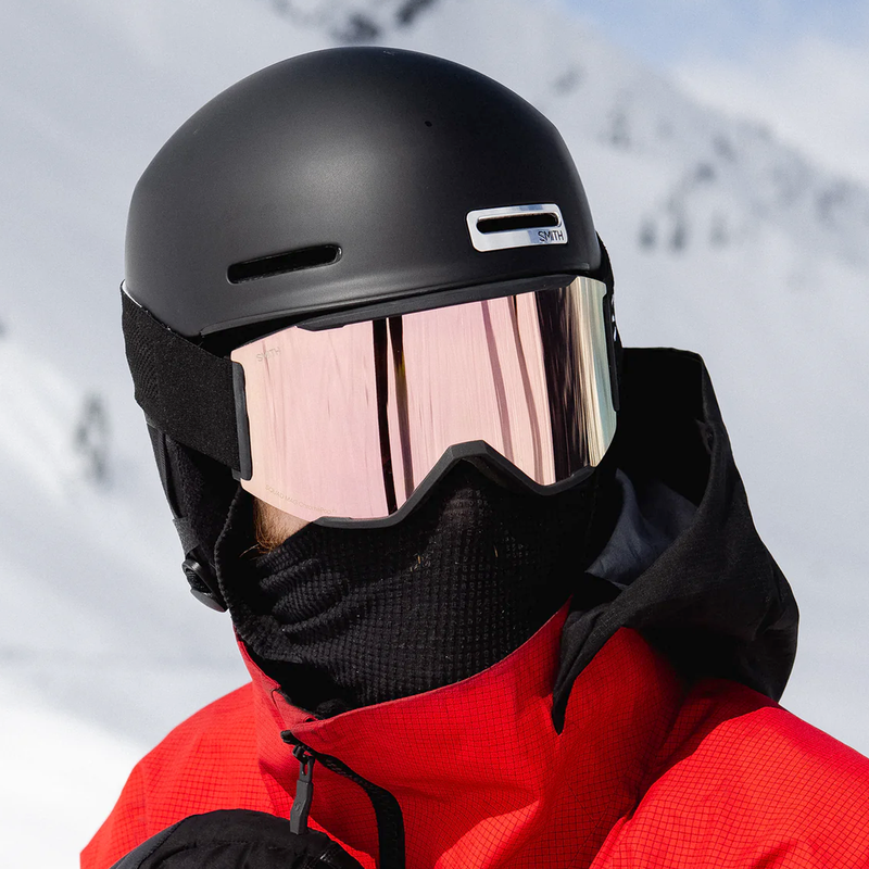 Squad MAG ChromaPop Replacement Lens, Smith Sport Optics Squad MAG Goggle with helmet on rider
