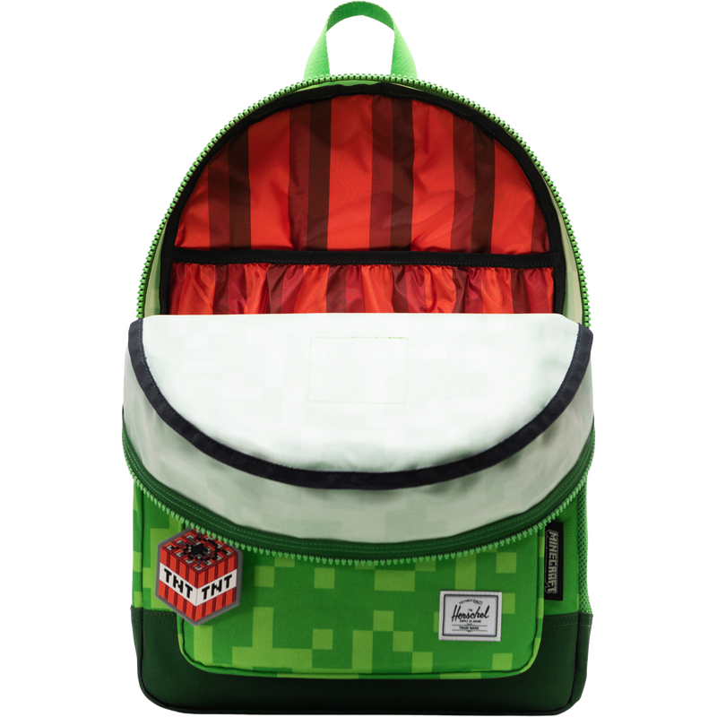 Minecraft Heritage Youth Backpack, Herschel Minecraft Heritage Youth Backpack in Creeper unzipped