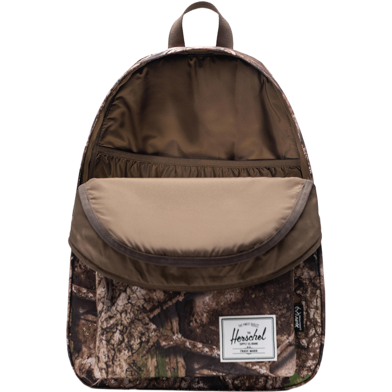 Realtree Classic XL Backpack, Herschel Realtree Classic XL Backpack in Realtree APX Camo unzipped