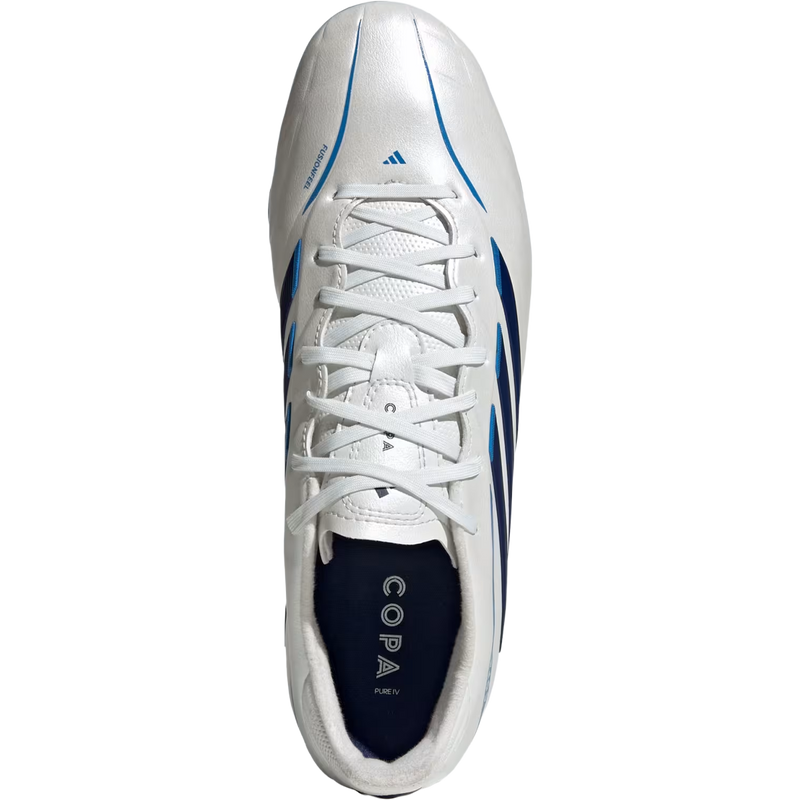 Copa Pure IV League Firm Ground, Adidas Copa Pure IV League Firm Ground in Zero Metalic Dark Blue Lucid Ray Blue top view