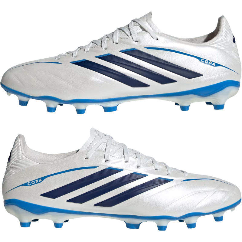 Copa Pure IV League Firm Ground, Adidas Copa Pure IV League Firm Ground in Zero Metalic Dark Blue Lucid Ray Blue side by side lateral view