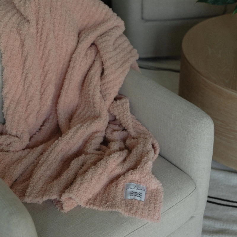 Solid Ribbed Luxe Home Blanket, Local Beach Solid Ribbed Luxe Home Blanket on chair
